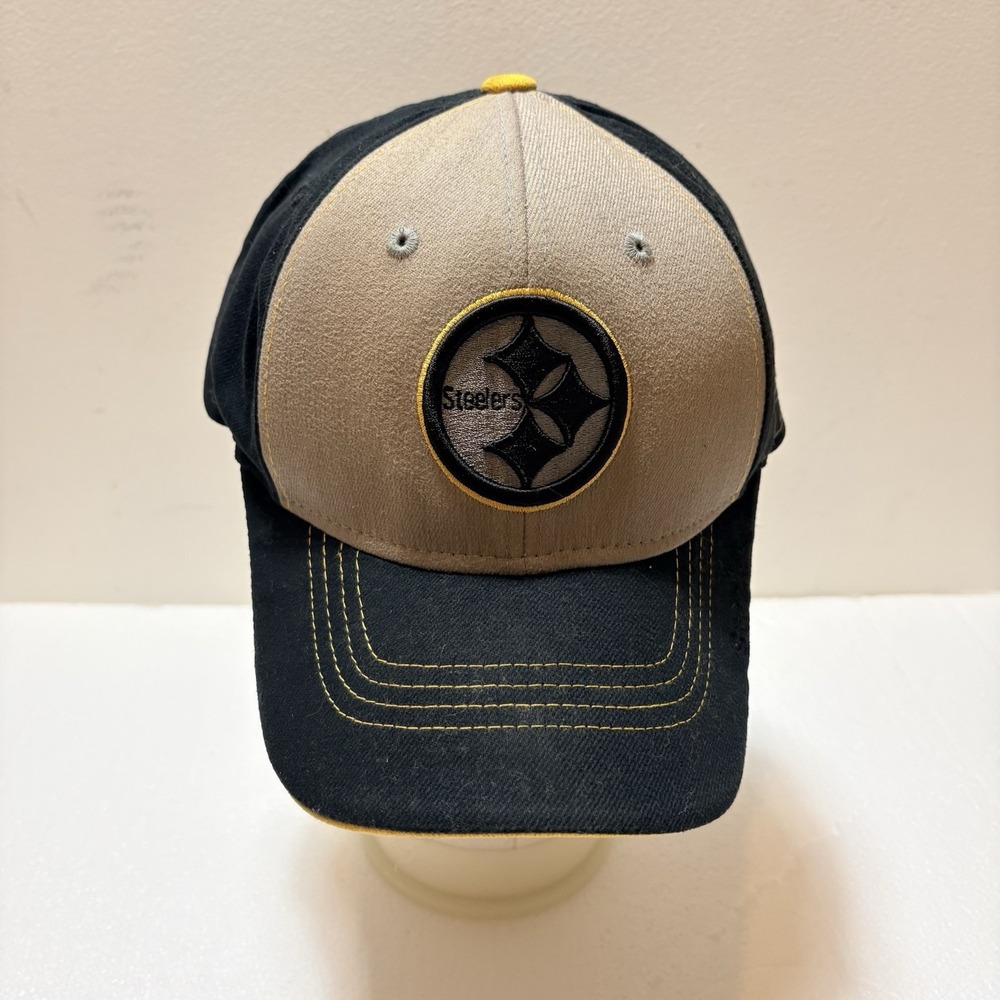 Vintage Reebok Pittsburgh Steelers NFL Fitted Hat OSFA Black Gray Football Cap
